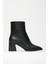 Siyah Kadın Topuklu Kare Burun Fermuarlı Bot 2