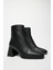 Siyah Kadın Topuklu Kare Burun Fermuarlı Bot 4
