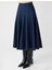 Lacivert Rahat Kesim Yüksek Bel Midi Dokuma Etek 4