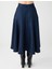 Lacivert Rahat Kesim Yüksek Bel Midi Dokuma Etek 5