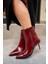 Miyo Bordo Deri Sivri Burunlu Topuklu Bot 3