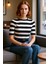Kadın Triko Bluz Çizgili Bisiklet Yaka Kısa Kollu Polyester Regular Boy Günlük Casual Kullanım Için 4