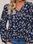 Kadın Uzun Kollu V Yakalı Çiçek Desenli Modal Bluz 5