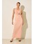 Pudra Yaka Detaylı Kolsuz Tam Kalıp Rahat Kesim Elbise 1