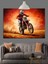 Motosiklet Süren Kasklı Adam Dekoratif Kanvas - Mdf Ahşap Tablo 2