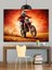 Motosiklet Süren Kasklı Adam Dekoratif Kanvas - Mdf Ahşap Tablo 3