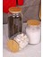 Zone - 3'lü Cam Saklama Kabı 600 ML-800 ML-1300 ML Vakumlu Bambu Kapaklı 1