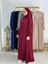Tesettür Elbise,önü V Model Büzgülü,sufle Esarpla Takım.hijap ,khimar.hac Umre Için Uygundur Bordo 5
