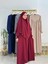 Tesettür Elbise,önü V Model Büzgülü,sufle Esarpla Takım.hijap ,khimar.hac Umre Için Uygundur Bordo 8
