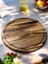 Woodart Ceviz Ağacı 34 cm Oluklu Yuvarlak Rustik Doğal Ahşap Kanallı Pizza Sunum Doğrama Kesme Tahtası 3