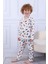 102 Erkek Çocuk Uzun Kollu Gömlek Pijama Takım-Beyaz 5