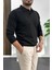 Erkek Açık Yaka Düz Desen Normal Kalıp Kazak Siyah EDW423 2