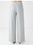 Grı Bol Paça Yüksek Bel Dokuma Rahat Kesim Pantolon 5