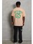 Unisex Oversize Baskılı Bisiklet Yaka T-Shirt - Bej 2