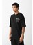 Unisex Baskılı Oversize T-Shirt - Siyah 2