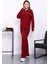 Bordo Biye Detaylı Sweat Pantolonlu Takım 1