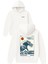 Hokkadıdo Wawe Tasarım Baskılı Oversize Beyaz Kapüşonlu Sweatshirt 1