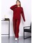 Bordo Biye Detaylı Sweat Pantolonlu Takım 2