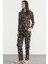 Yumuşak Dokulu Desenli Pijama Takım - Siyah 4