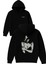 Gri Kadın Tasarım Baskılı Oversize Siyah Kapüşonlu Sweatshirt 1