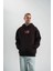 Double Oversize Kapşonlu Dijital Patchli Sweatshirt - Kahve 1