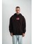 Double Oversize Kapşonlu Dijital Patchli Sweatshirt - Kahve 4
