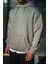 Üç Iplik Penye Kapşonlu Basic Sweatshirt - Boyalı Gri 1