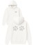 Pırlanta Kedi Patisi Tasarım Baskılı Oversize Beyaz Kapüşonlu Sweatshirt 1
