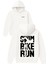 Swım Bike Run Tasarım Baskılı Oversize Beyaz Kapüşonlu Sweatshirt 1