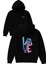 Love 1 Tasarım Baskılı Oversize Siyah Kapüşonlu Sweatshirt 1