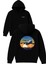 Uçak Tasarım Baskılı Oversize Siyah Kapüşonlu Sweatshirt 1
