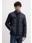 Erkek Quilted Biker Ceket - Lacivert 1