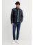 Erkek Quilted Biker Ceket - Lacivert 3