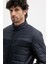 Erkek Quilted Biker Ceket - Lacivert 4