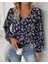 Kadın Uzun Kollu V Yakalı Çiçek Desenli Modal Bluz 1