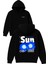 Sun Flower Tasarım Baskılı Oversize Siyah Kapüşonlu Sweatshirt 1