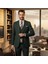 Slim Fit, Mono Yaka, Blazer, Erkek Takım Elbise, Erkek Zümrüt Yeşili 8