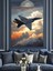 Gökyüzünde Uçan Savaş Jet Uçağı Dekoratif Kanvas - Mdf Ahşap Tablo 2