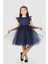 Roza Dantel Tütü Kız Çocuk Abiye Elbise MNK0546 - Lacivert - 7 Yaş 3