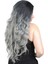 Su Dalgası Uzun Perçemsiz Fiber Sentetik Peruk - Siyah / Gri Ombreli 2