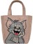 Kadın Vegan Krem Large Tote Bag - Warner Bros Smiles And Whiskers Tasarım 2