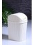 Kitchen Mini Pratik Kapaklı Banyo ve Mutfak Tezgah Üstü Çöp Kovası Ev Ofis Çöp Kutusu 2,5 Lt Beyaz 18 x 23 1