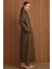 Devrik Yaka Taş Detaylı Süet Görünümlü Büyük Beden Pardesü K.haki 6795 3