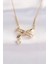 Bfs 316L Çelik Zincir Altın Renk Zirkon Taşlı Kalp Detay Fiyonk Kolye 1