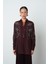 Kadın Önü Boncuk Işlemeki Bordo Renk Oversize Gömlek 1