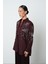 Kadın Önü Boncuk Işlemeki Bordo Renk Oversize Gömlek 2