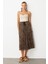 Beli Lastik Pileli Şifon Etek-Kahve 2