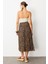 Beli Lastik Pileli Şifon Etek-Kahve 7