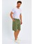 Yazlık Keten Görünümlü Kargo Cep Lastikli, Bol Kesim Toprak Renk Şort 201-46 3