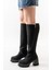 Kadın Döner Fermuarlı Diz Boyu Çizme Siyah Süet 2